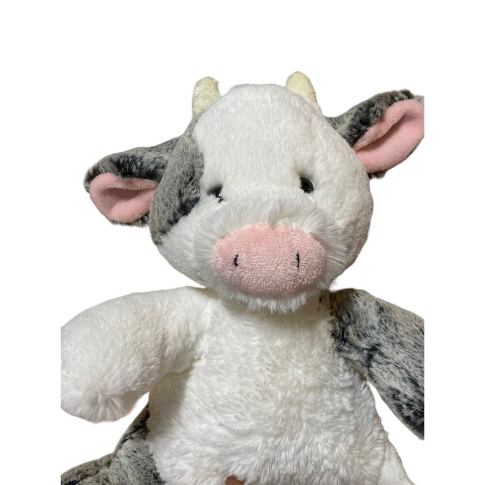 Aurora Cow Plush ~ Very soft.‎ Gray Pink white Stuffed Farm Animal
